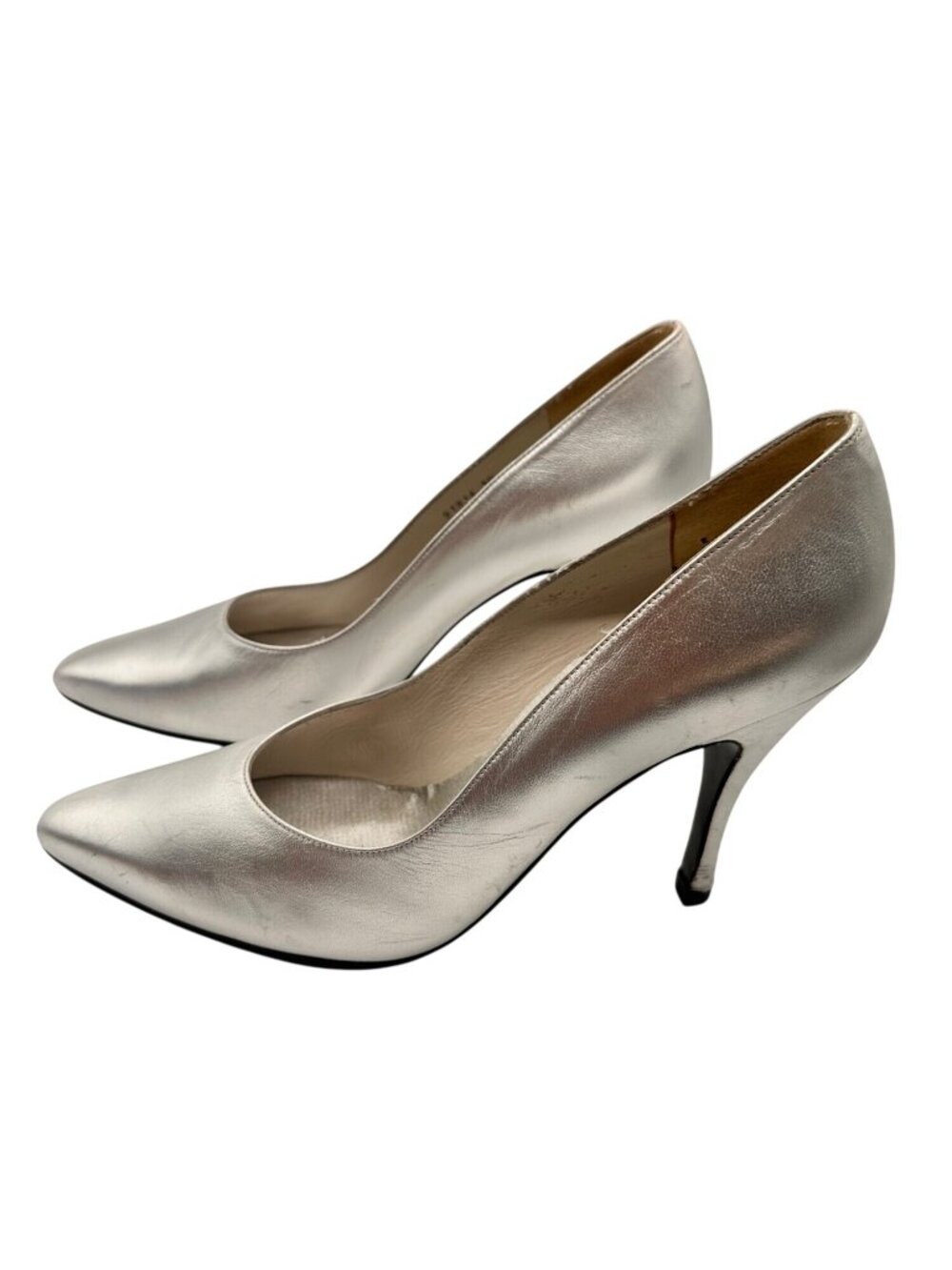 Stuart Weitzman Size 10  Silver Leather Pointed Toe High Heels Shoes